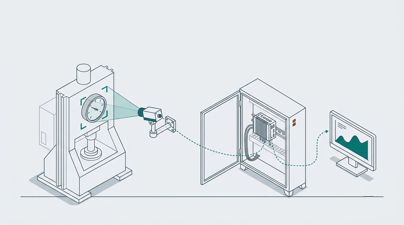 Máy hiện có được gắn thêm camera đọc đồng hồ, kết nối về máy tính công nghiệp trong tủ điện và hiển thị số liệu trên màn hình